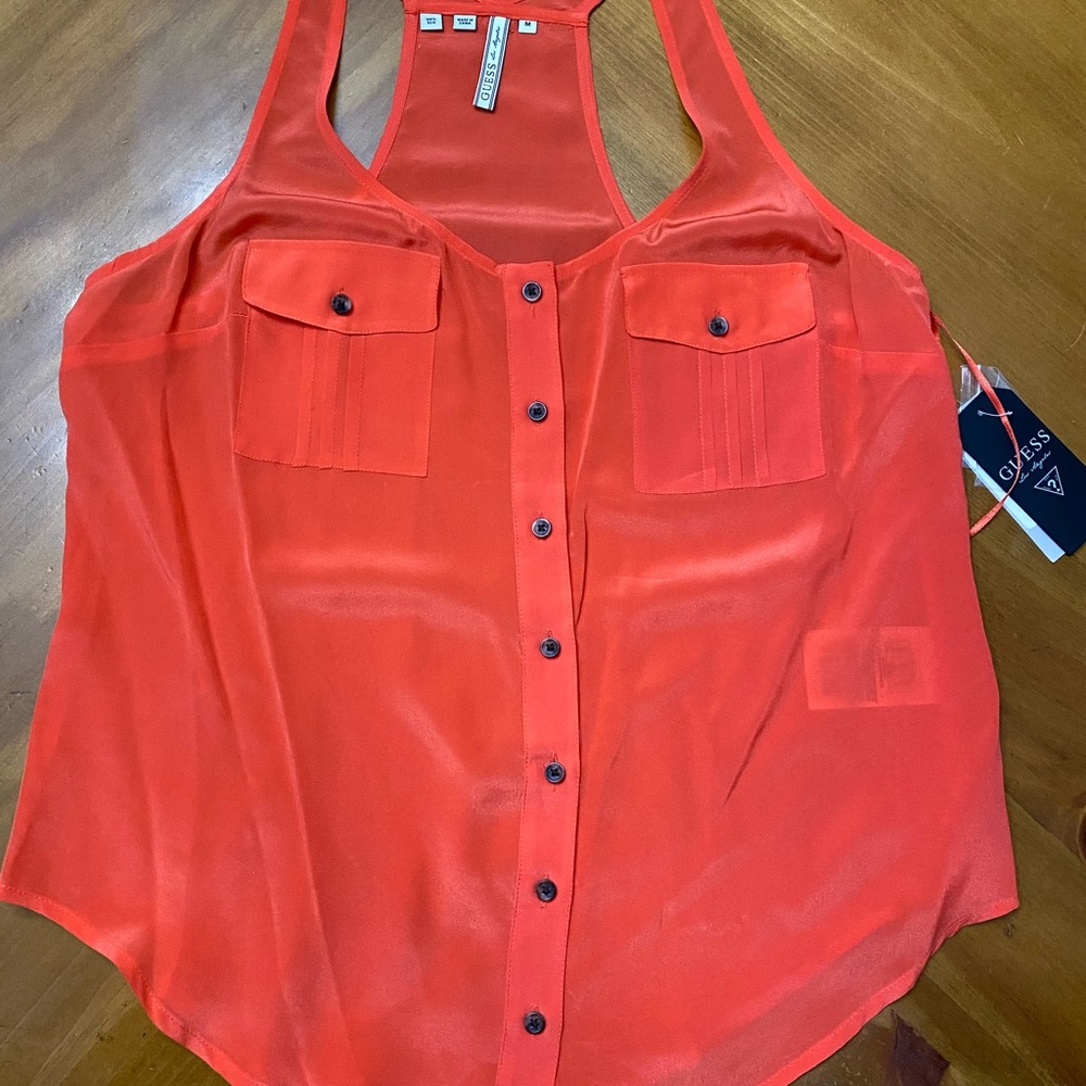 NWT Guess Women's Red Sleeveless Top